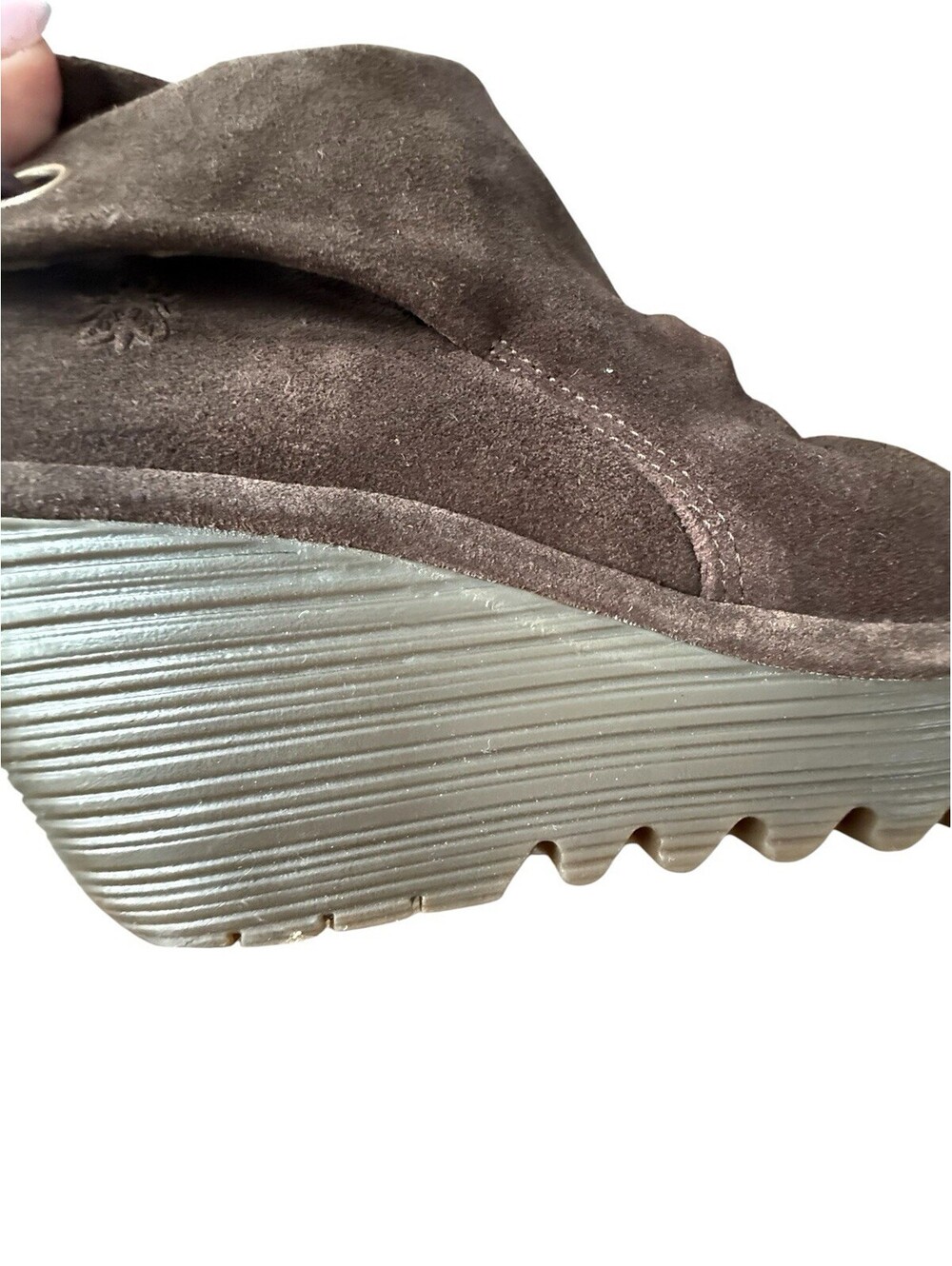 FLY London Suede Wedge Heel Booties Size 37 US 6 - Picture 5 of 9